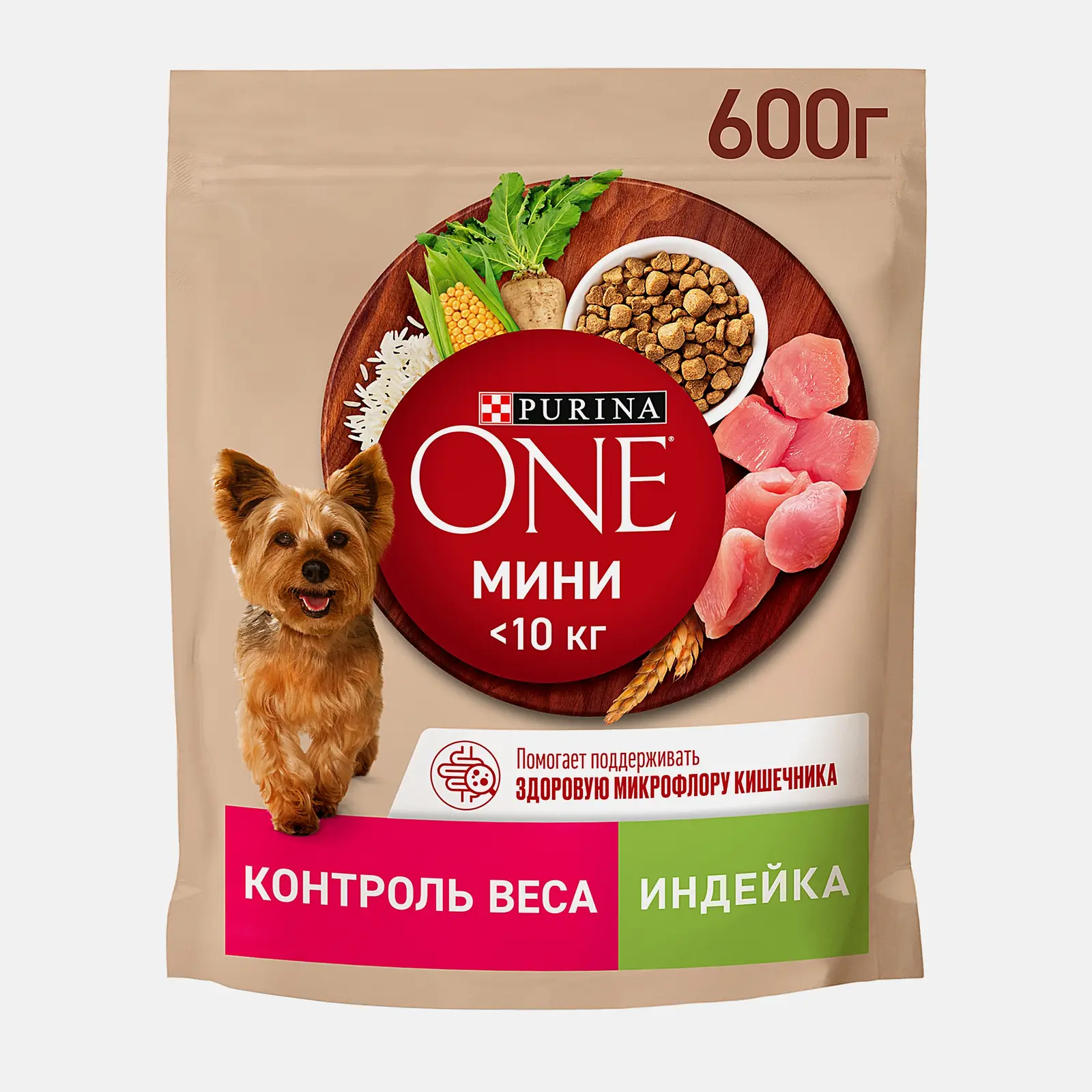 Сухой корм для собак мини пород склонных к набору веса с индейкой и рисом Purina ONE 600г
