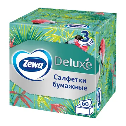 Изображение товара Бумажные салфетки в коробке Zewa Deluxe Арома 60 шт Трёхслойные