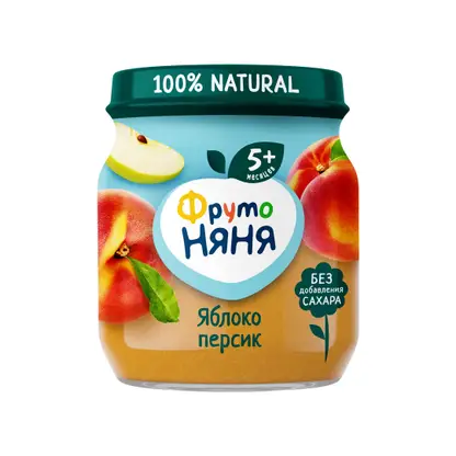 Изображение товара Пюре детское со вкусом Яблоко-персик с 5 месяцев Фрутоняня 100г