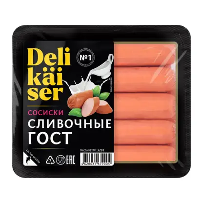 Изображение товара Сосиски Delikaiser Сливочные 320г - высокое качество и отличный вкус