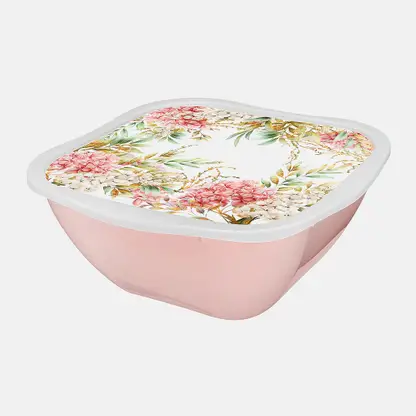 Салатник Бытпласт с крышкой и декором Глициния 1.8л