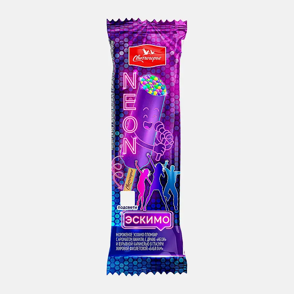 Изображение товара Мороженое Свитлогорье Неон Эскимо с драже и взрывной карамелью 80 г