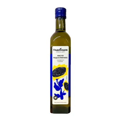 Изображение товара Масло подсолнечное Подобедов холодного отжима нерафинированное 500мл