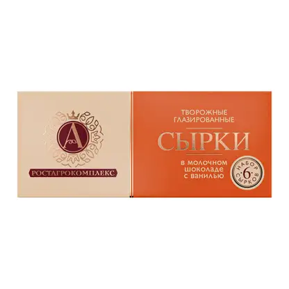Изображение товара Творожный сырок А.Ростагрокомплекс в молочном шоколаде с ванилью 15% 25г 6 шт