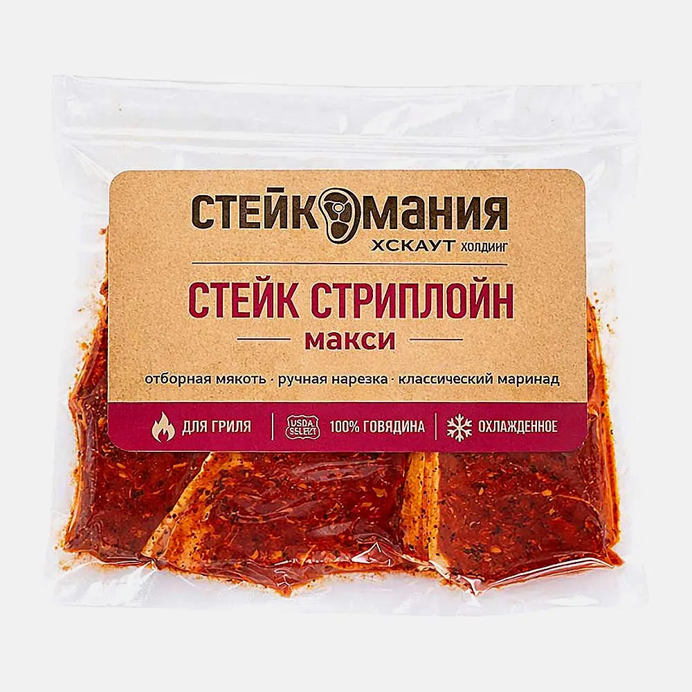 Стейки Стриплойн макси в брусничном маринаде Стейкомания 450г