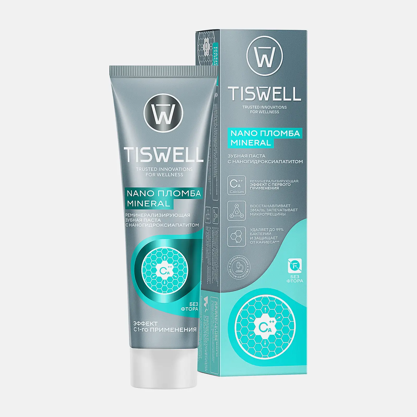 Зубная паста Tiswell реминерализующая с наногидроксиапатитом без фтора 110г