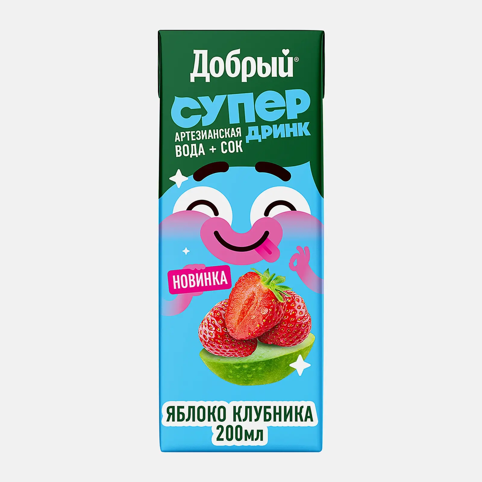 Напиток сокосодержащий Добрый Active Kid Яблоко-клубника 200мл