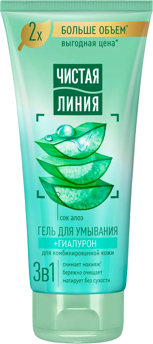 Гель для умывания Чистая Линия 3в1 с гиалуроном для комбинированной кожи 200мл