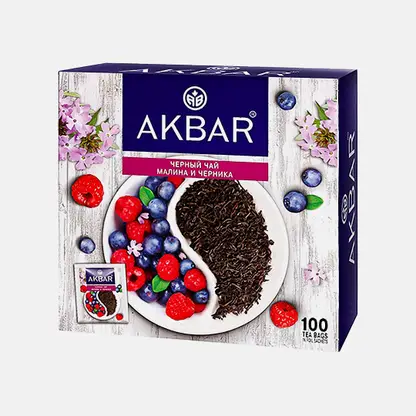 Чай черный Акбар Малина и черника 100пак