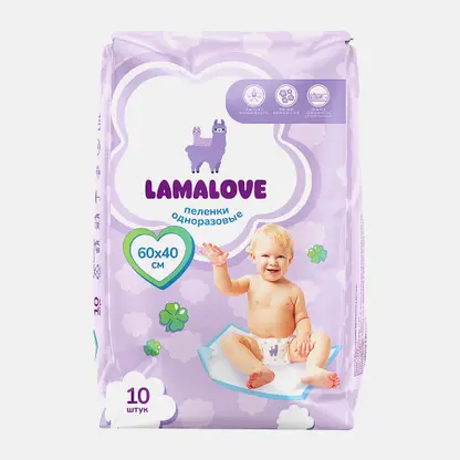 Пеленки Lamalove одноразовые впитывающие детские 40*60см 10шт