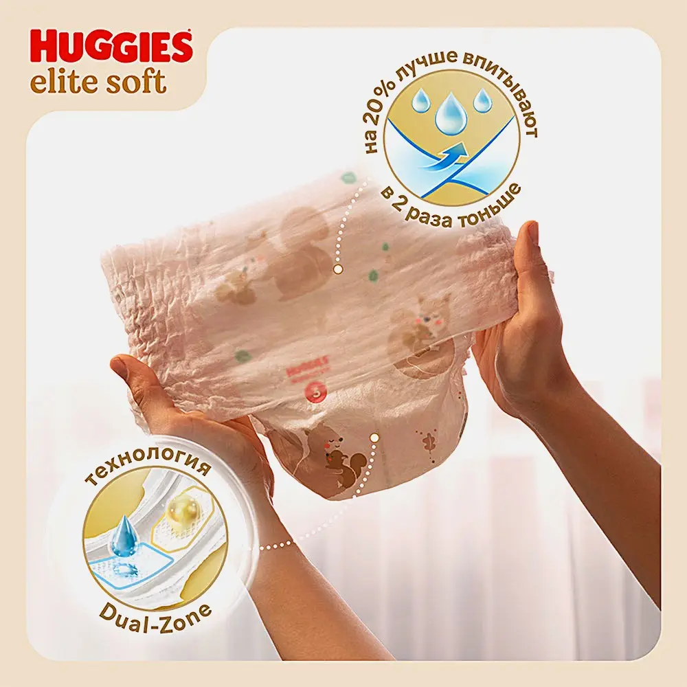 Подгузники-трусики №4 9-14кг Huggies Elite Soft 38шт
