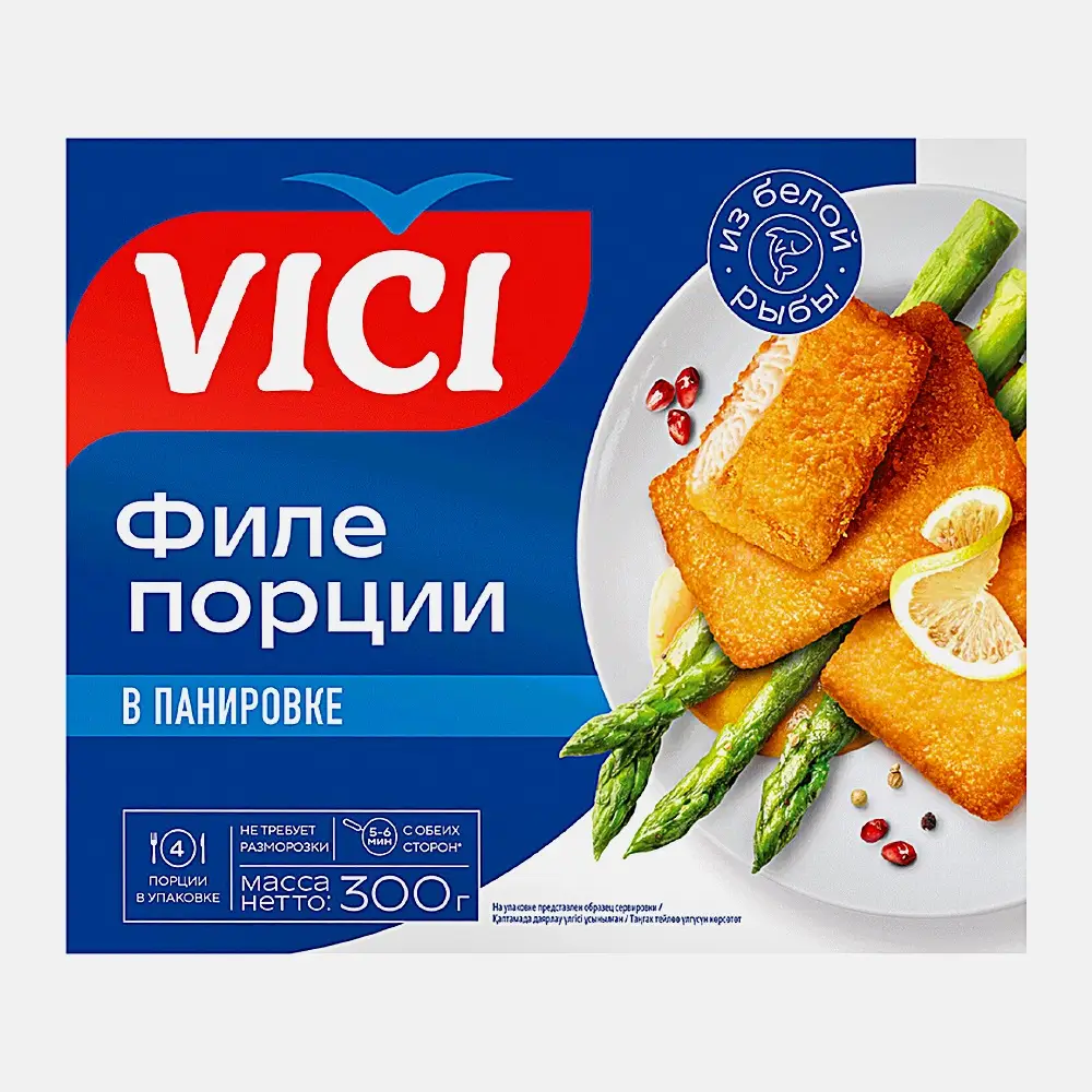 Изображение товара Порции из рыбного филе в панировке Vici 300г вкусное и хрустящее блюдо