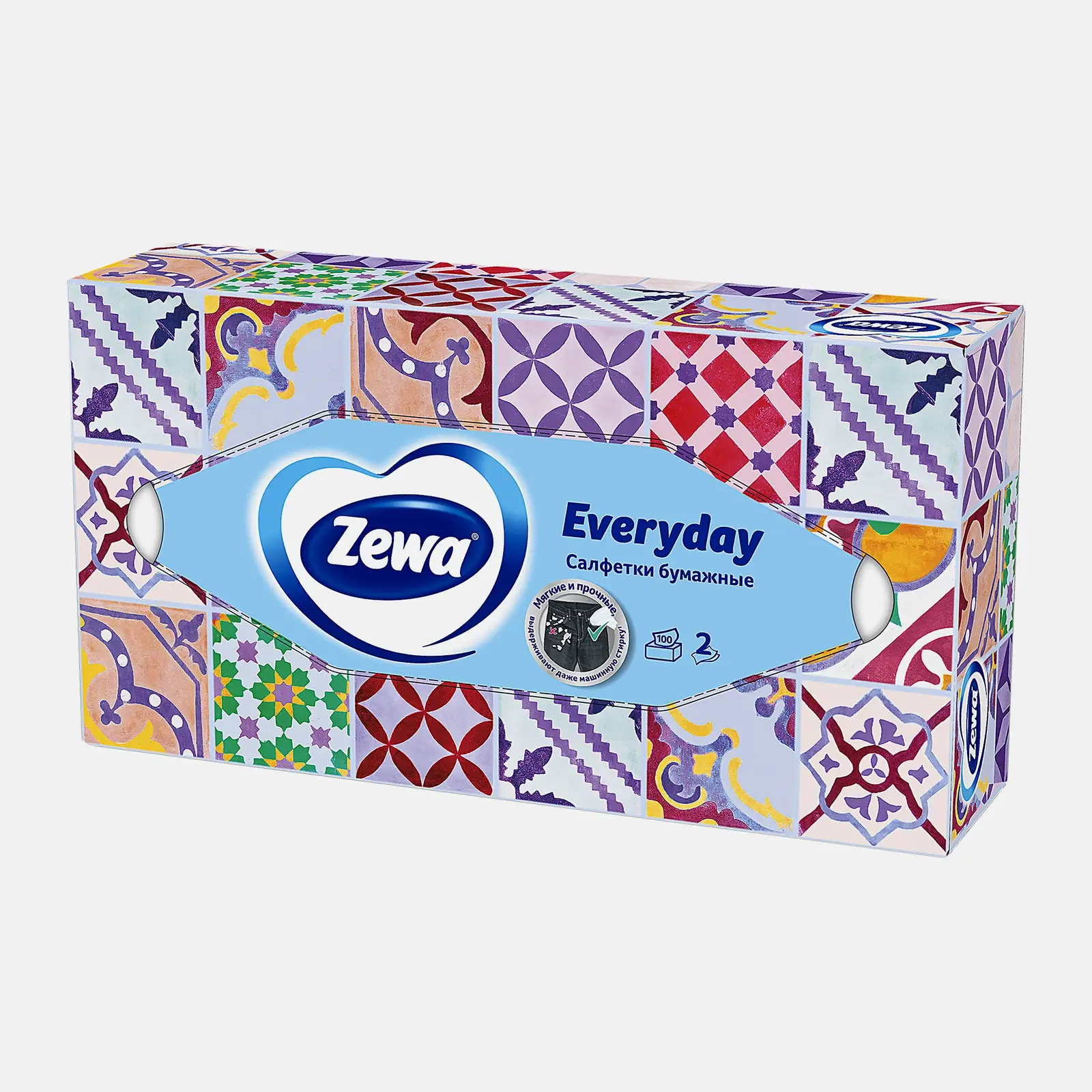 Салфетки бумажные Zewa Everyday 2 слоя 100шт в ассортименте