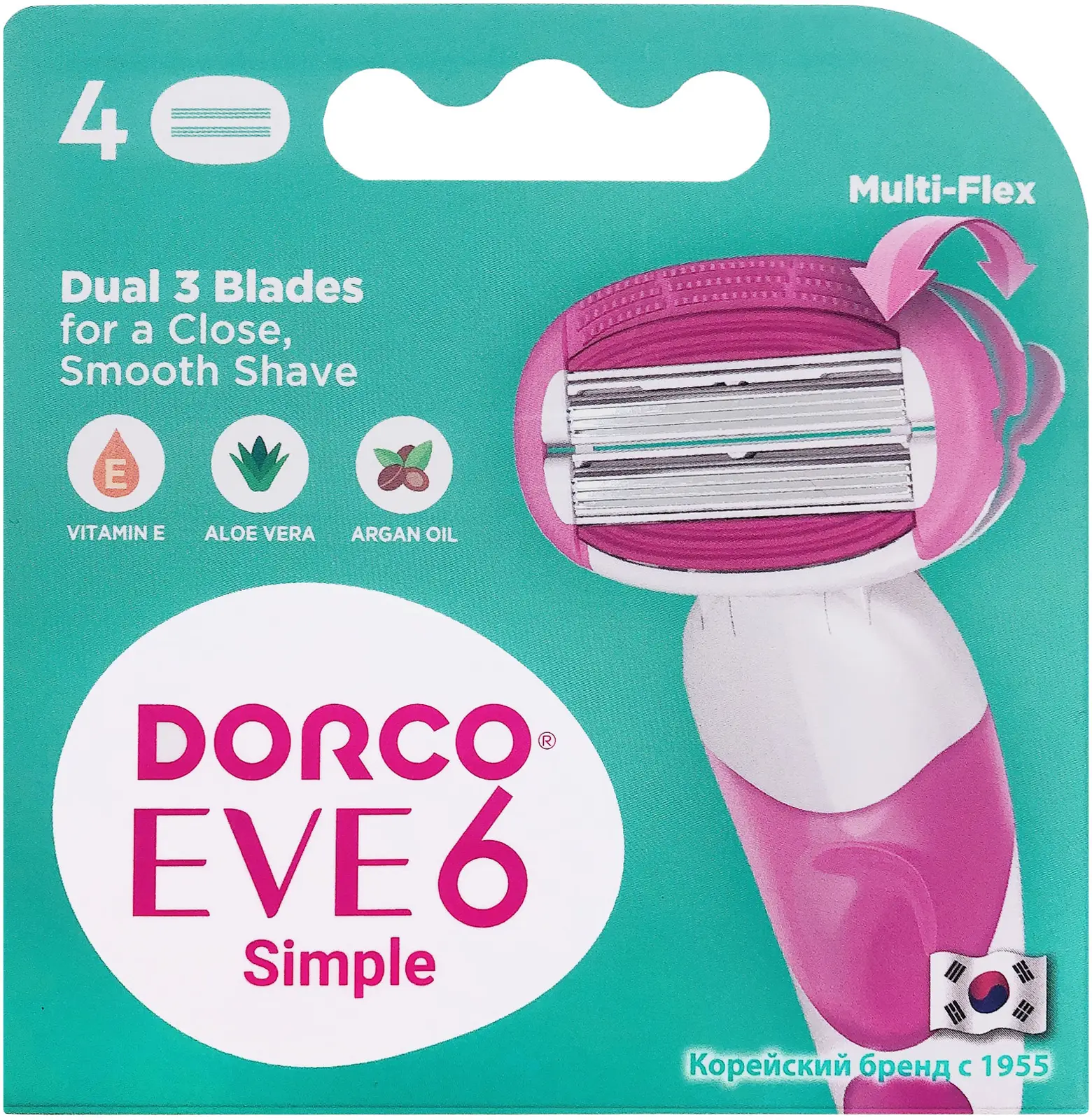 Сменные кассеты Dorco Eve 6 для бритья станка женские 4шт
