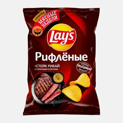 Чипсы рифленые Стейк Рибай с перечным соусом Lays 140г