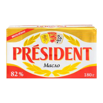 Изображение товара Масло сливочное President несоленое 180г