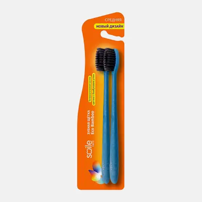 Зубная щетка Smile Care Eco Bamboo c ручкой из пшеницы средней жесткости 2шт в ассортименте