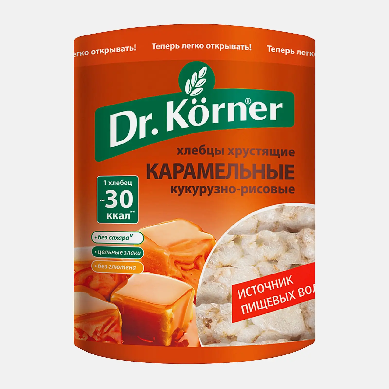 Изображение товара Хлебцы Кукурузно-рисовые Карамельные без глютена 90 г Dr. Korner натуральный вкус