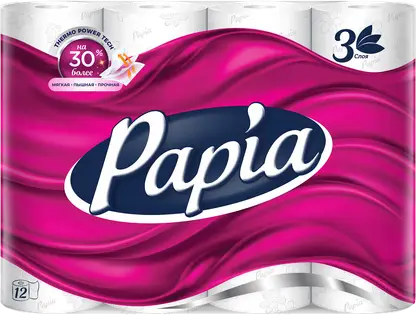 Изображение товара Туалетная бумага Papia Белая 3 слоя 12 рулонов