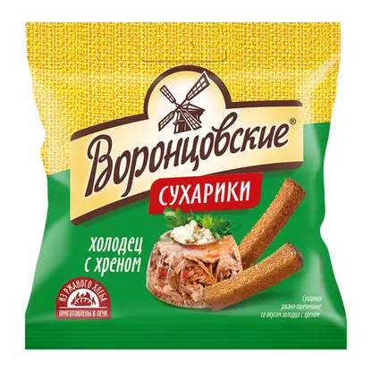 Изображение товара Сухарики Воронцовские ржано-пшеные холодец с хреном 80г