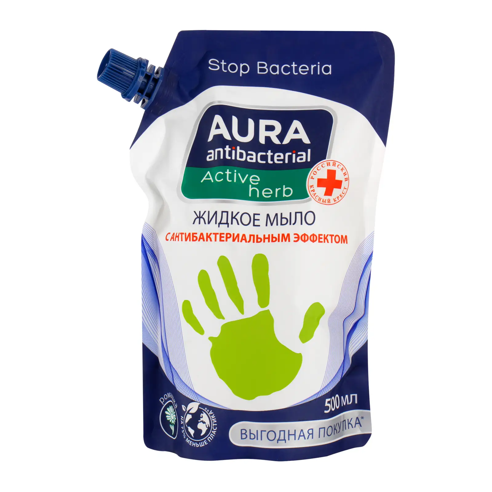 Мыло жидкое Aura Antibacterial Active Herb с антибактериальным эффектом Ромашка 500мл