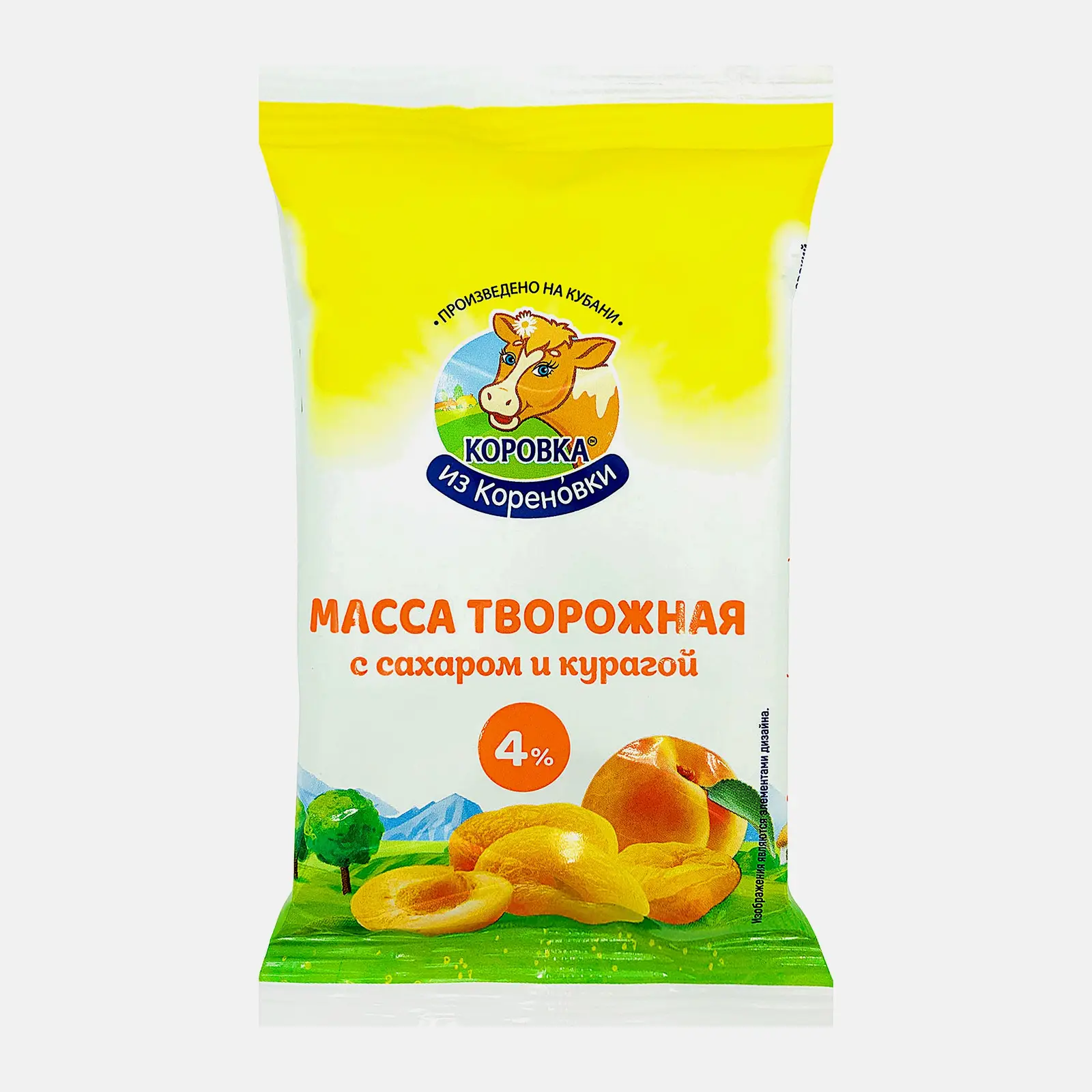Творожная масса Коровка из Кореновки 4% с курагой 180г Творожная масса Коровка из Кореновки 4% с курагой 180г