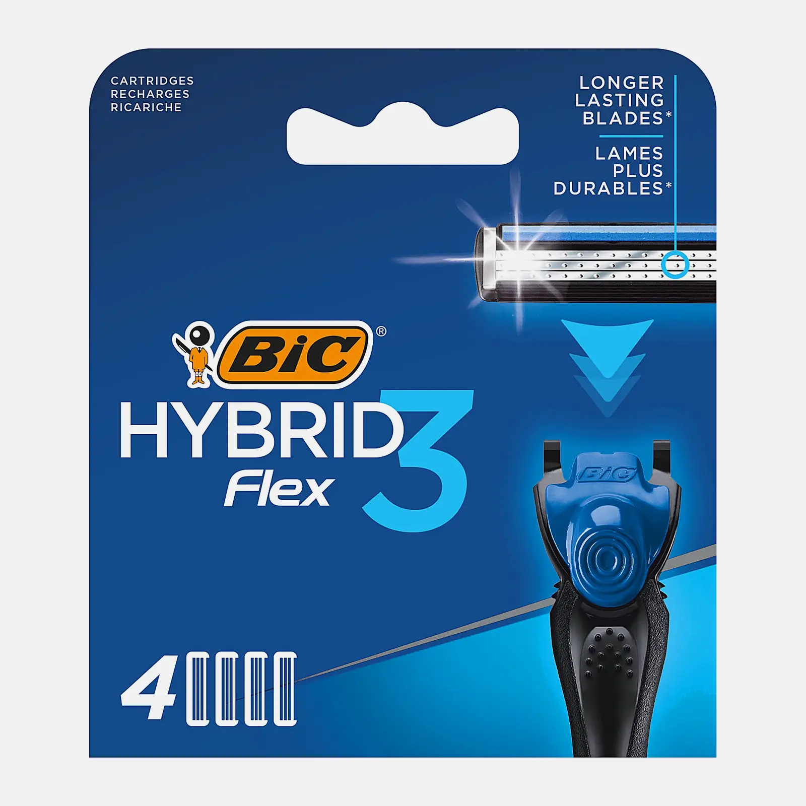 Изображение товара Сменные кассеты для бритвы BIC Hybrid 3 Flex 4 шт с увлажняющими полосками