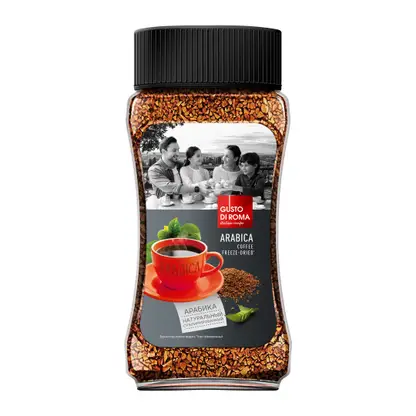 Изображение товара Кофе растворимый Gusto Di Roma Arabica 190г - быстрый и ароматный напиток