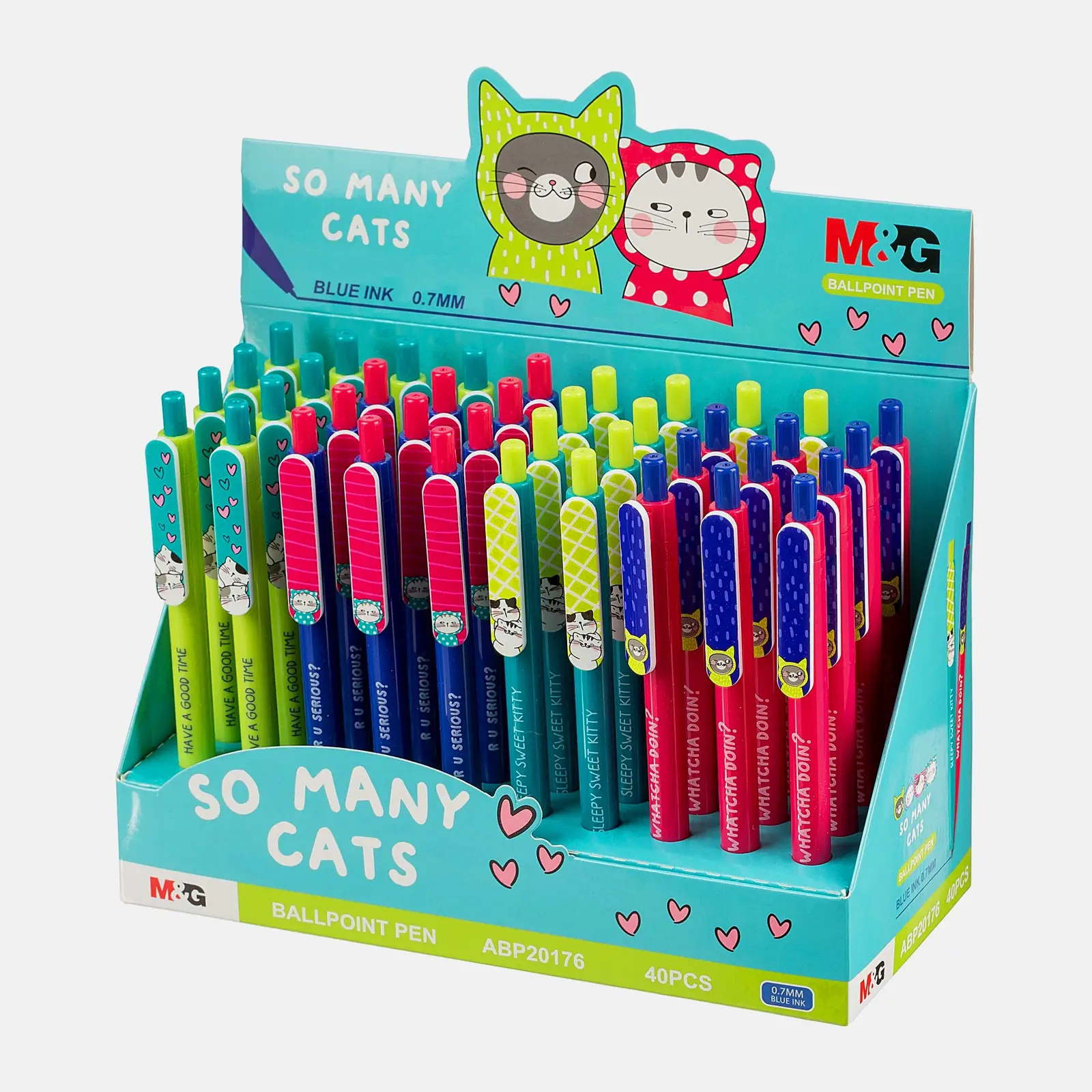 Ручка Комус шариковая M&G So Many Cats синяя 0.7мм в ассортименте