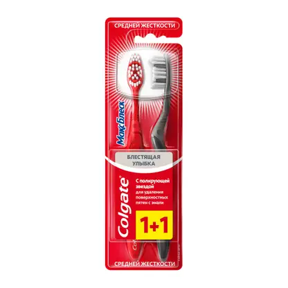 Изображение товара Зубная щетка Colgate Макс Блеск средней жесткости - 2 в 1