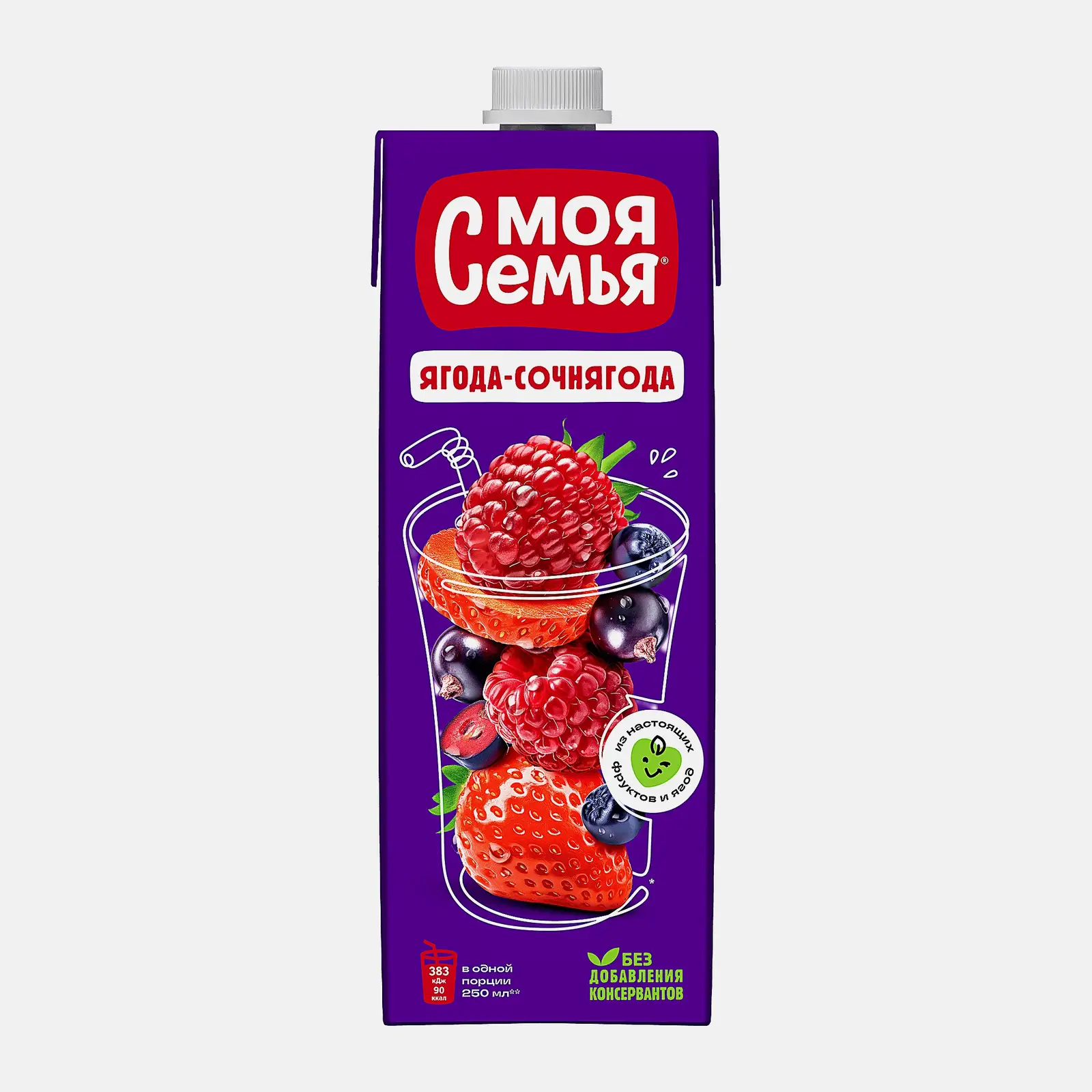 Напиток сокосодержащий Моя семья фруктово-ягодный Ягода-сочнягода 950мл