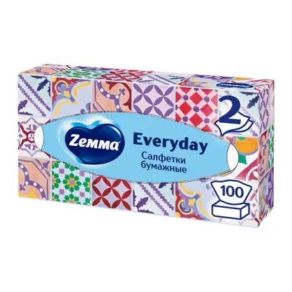 Изображение товара Салфетки бумажные Zemma Everyday 2 слоя 100шт в ассортименте