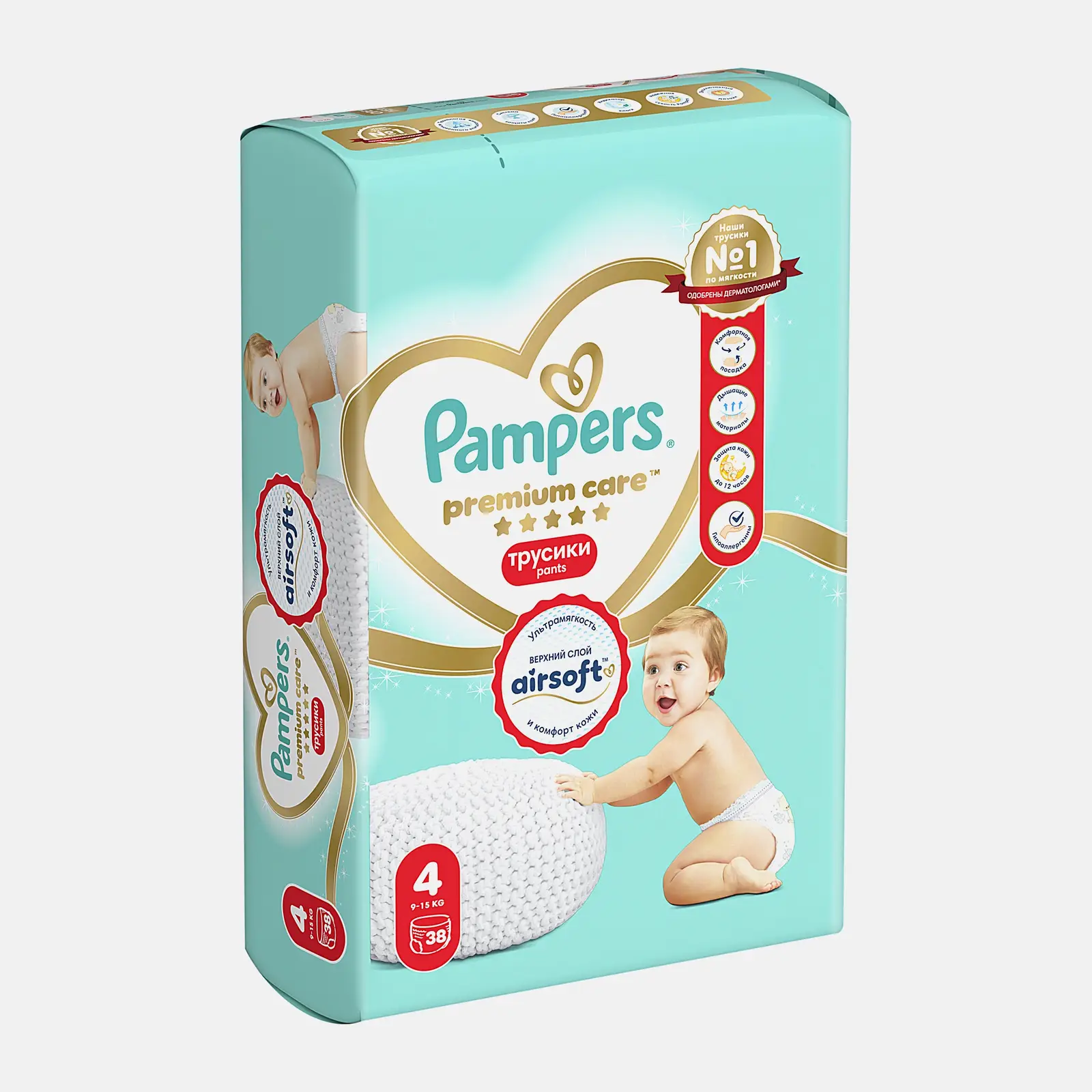 Подгузники-трусики Pampers Premium Care Pants р.4 9-15кг 38шт - фото 4