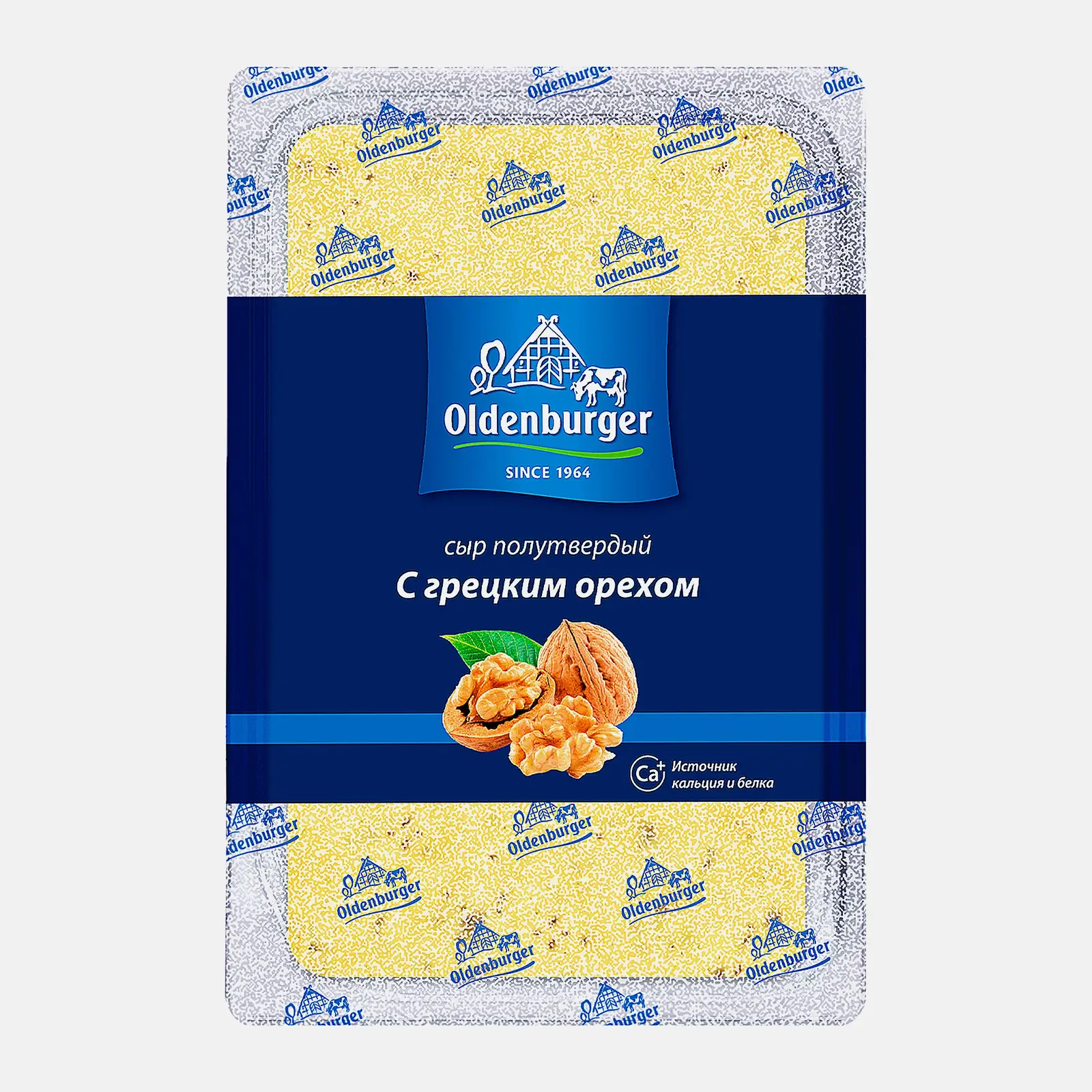 Изображение товара Сыр Oldenburger с грецкими орехами нарезка 125г полутвердый вкус