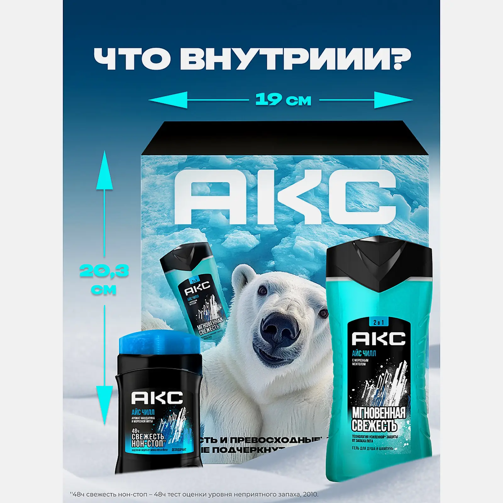 Подарочный набор Акс Ice Chill Гель для душа 2в1 250мл + Дезодорант стик 50мл в ассортименте