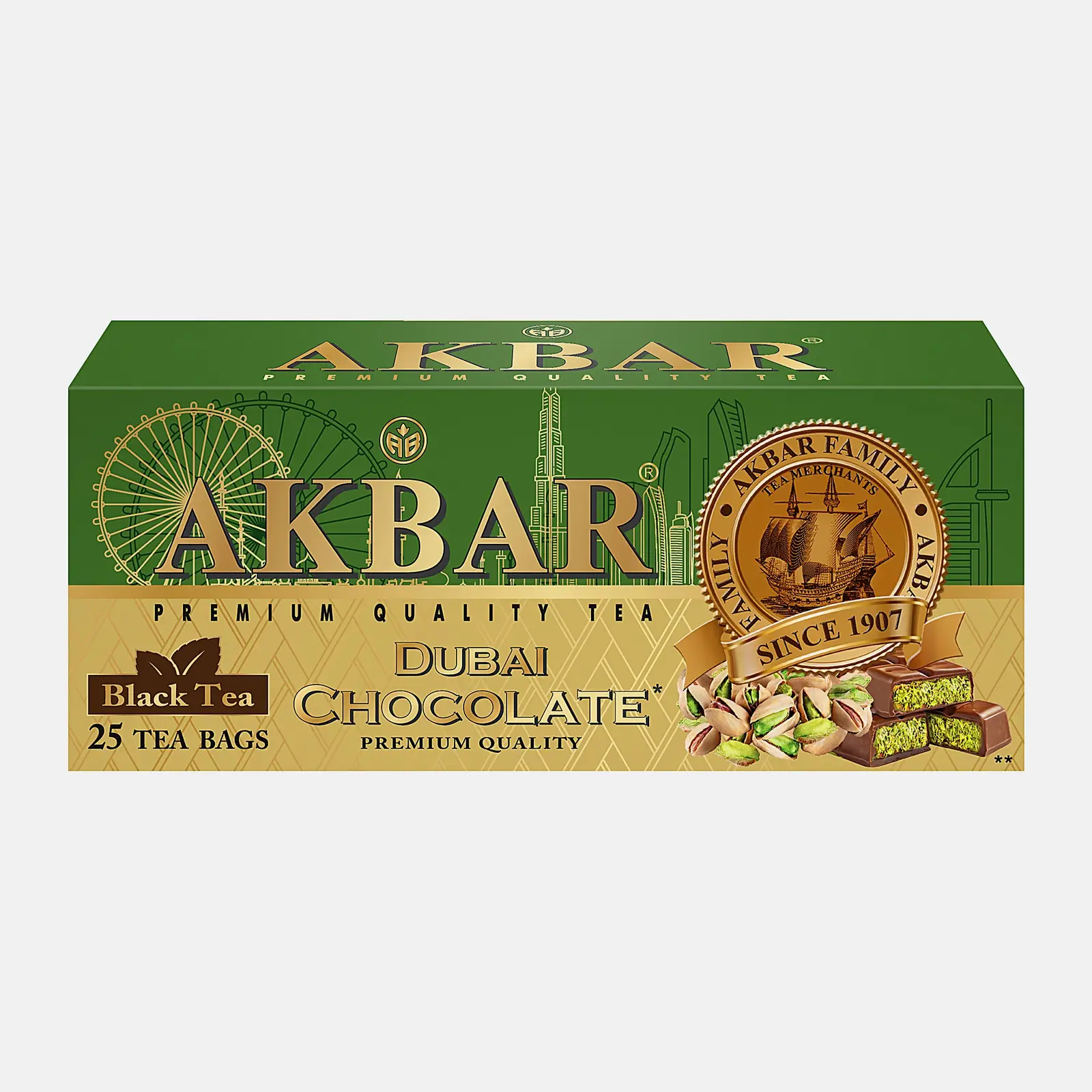 Изображение товара Чай черный байховый ароматизированный шоколадный Дубайский Akbar 25 пакетов
