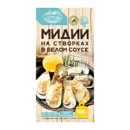 Изображение товара Мидии Aurora в створках в белом соусе 500г
