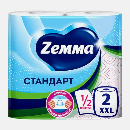 Бумажные полотенца 1/2 листа XXL Декор Zemma 2 рулона