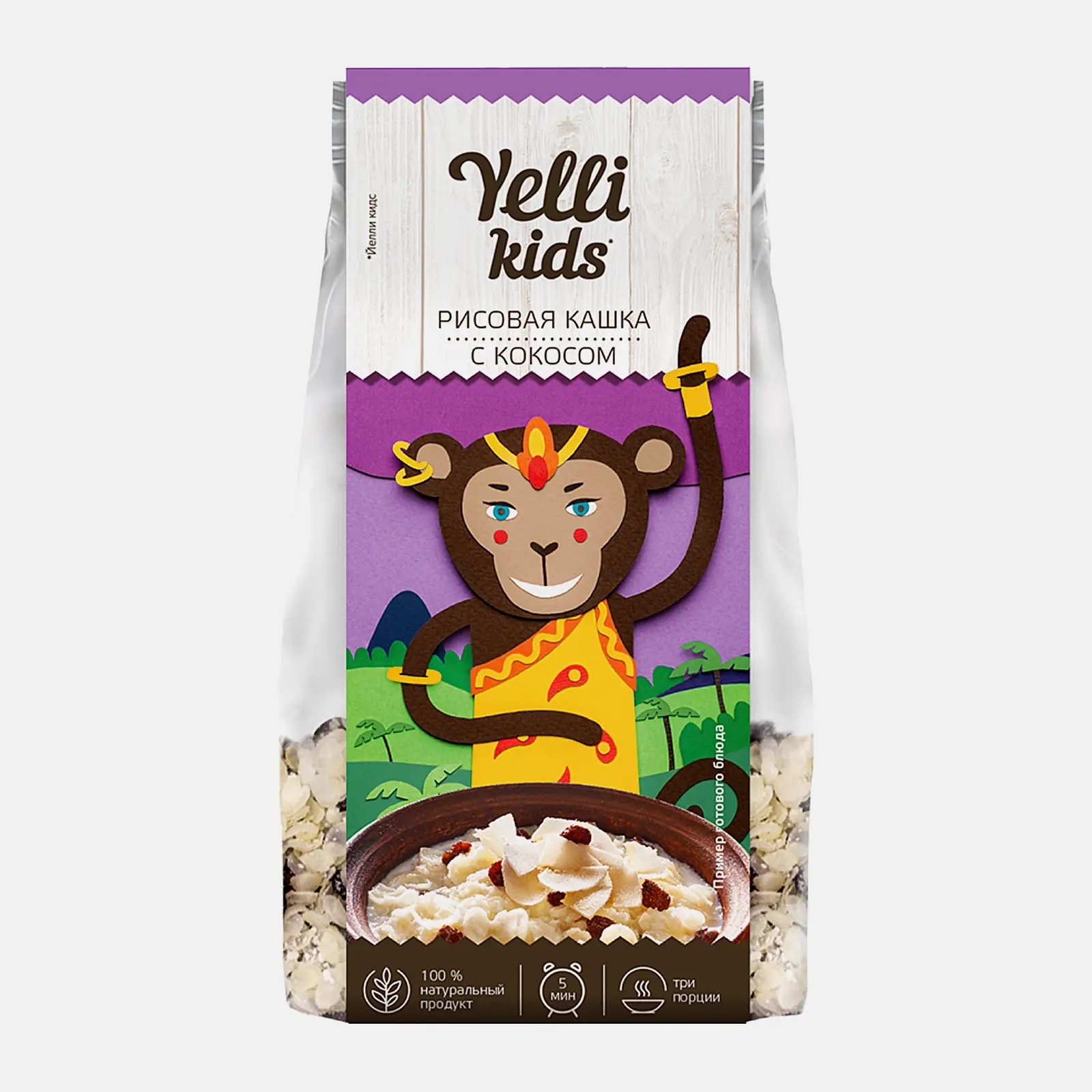 Кашка рисовая с кокосом Yelli Kids 100г Кашка рисовая с кокосом Yelli Kids 100г