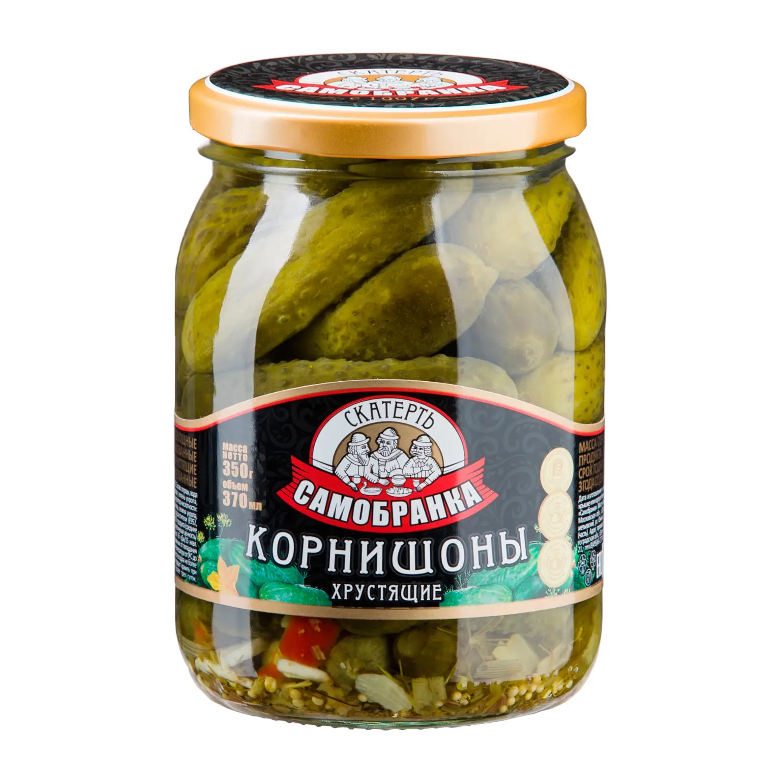 Изображение товара Корнишоны маринованные 350г Скатерть-Самобранка хрустящие и ароматные