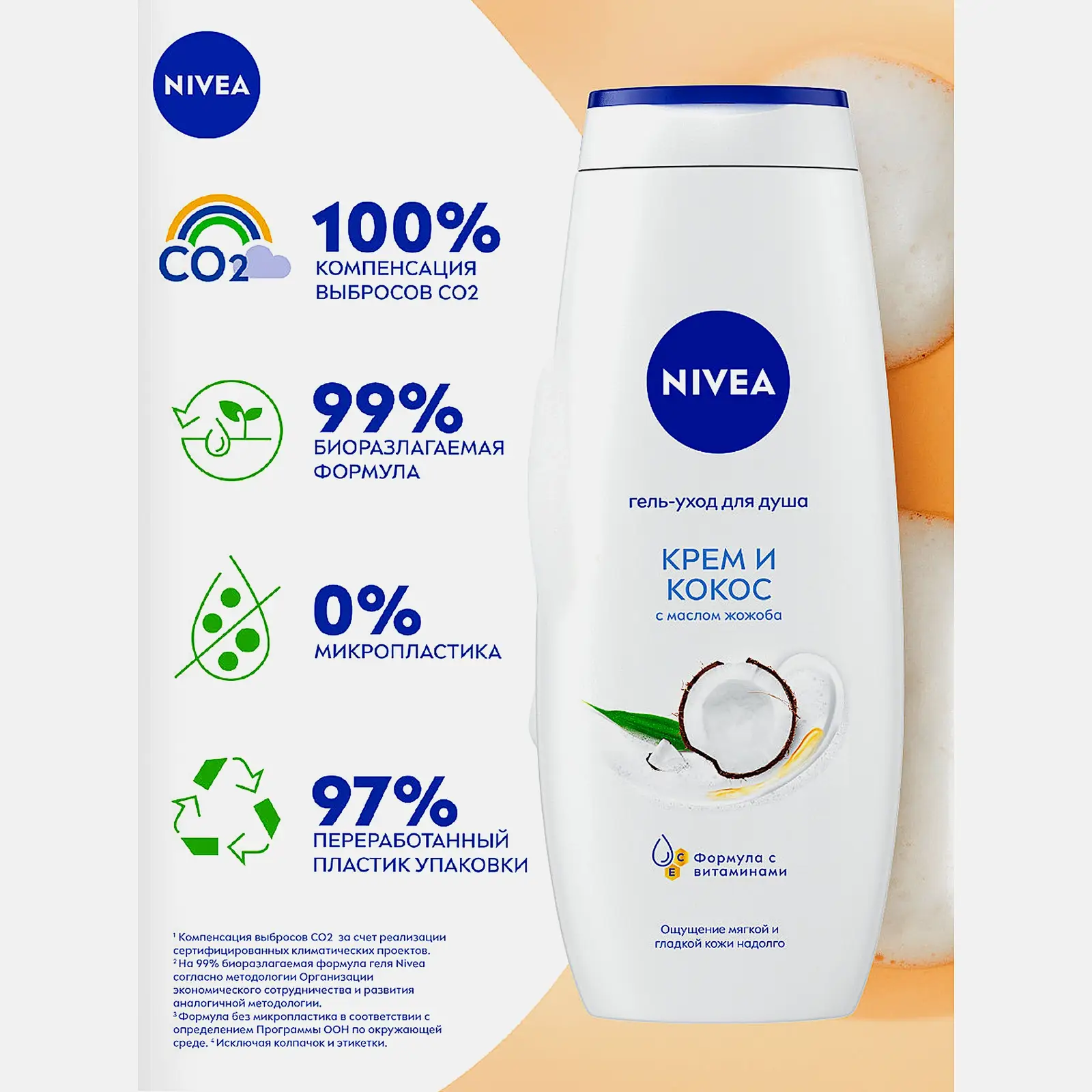 Гель-уход для душа Крем и кокос NIVEA 500мл - фото 3