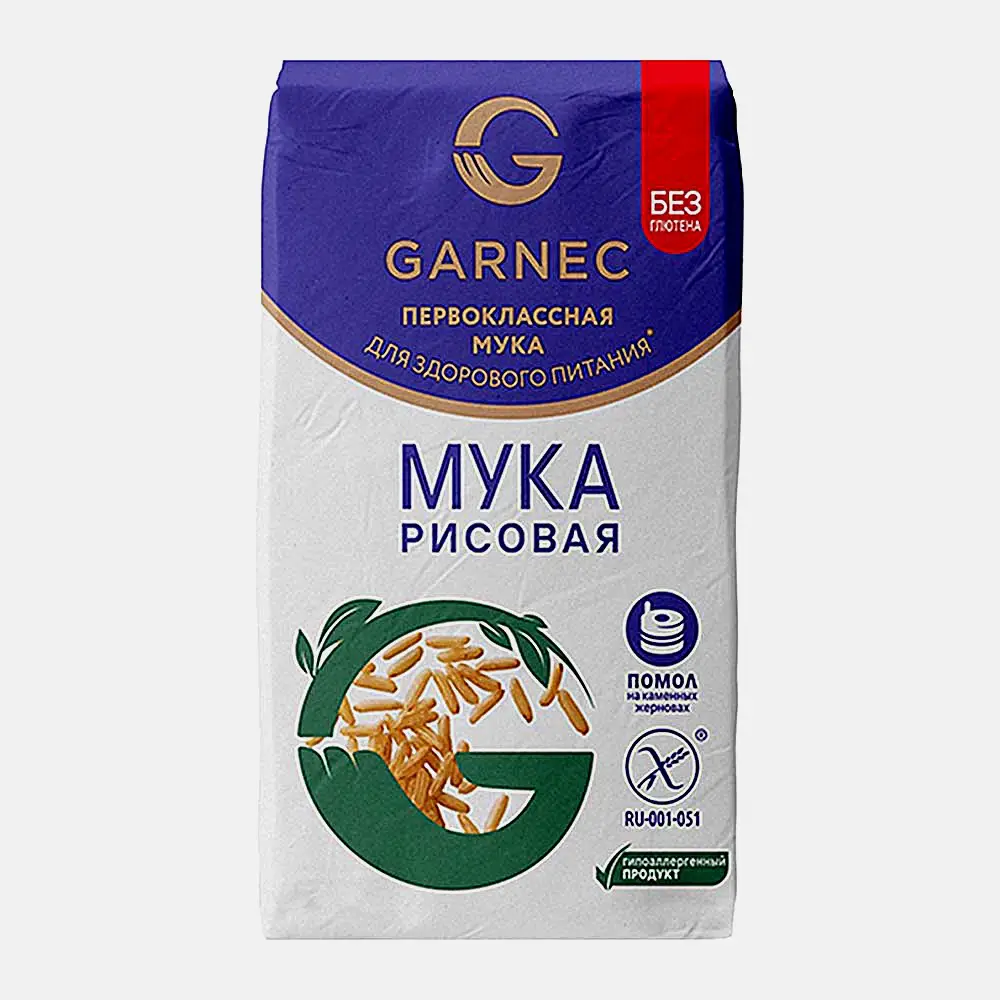 Мука рисовая цельнозерновая из бурого риса Garnec 500г