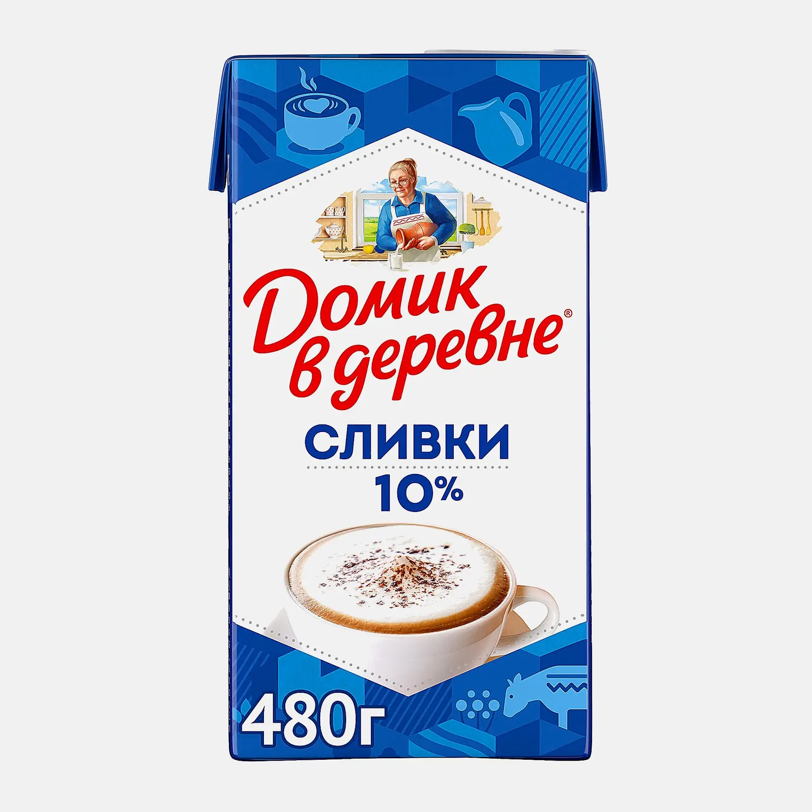 Изображение товара Стерилизованные сливки Домик в деревне 10% 480г - натуральный продукт для кулинарии