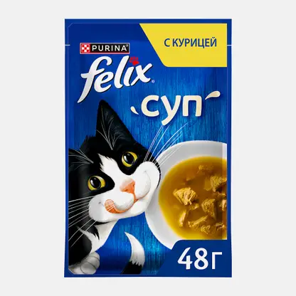 Влажный корм для взрослых кошек Суп с курицей Felix 48г
