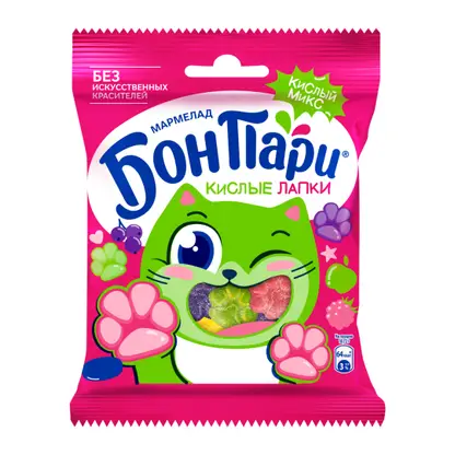 Изображение товара Мармелад жевательный Кислые лапки Бон пари 75г