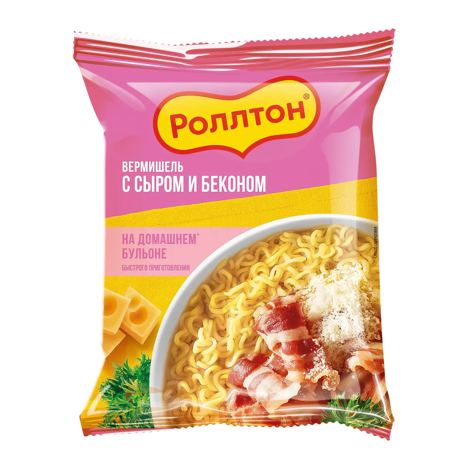 Изображение товара Вермишель Роллтон на домашнем бульоне c сыром и беконом 60г