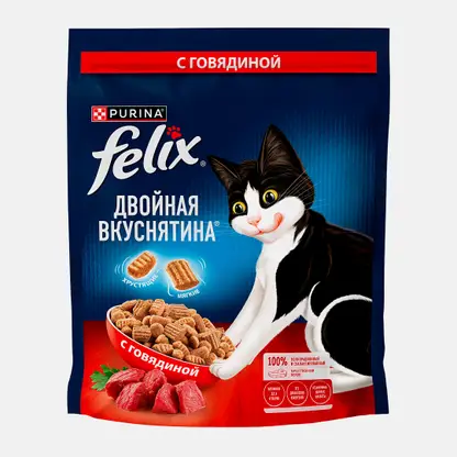 Сухой корм для кошек Двойная вкуснятина с говядиной Felix 600г