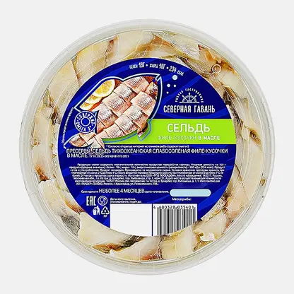 Сельдь Северная гавань филе-кусочки в масле 150г