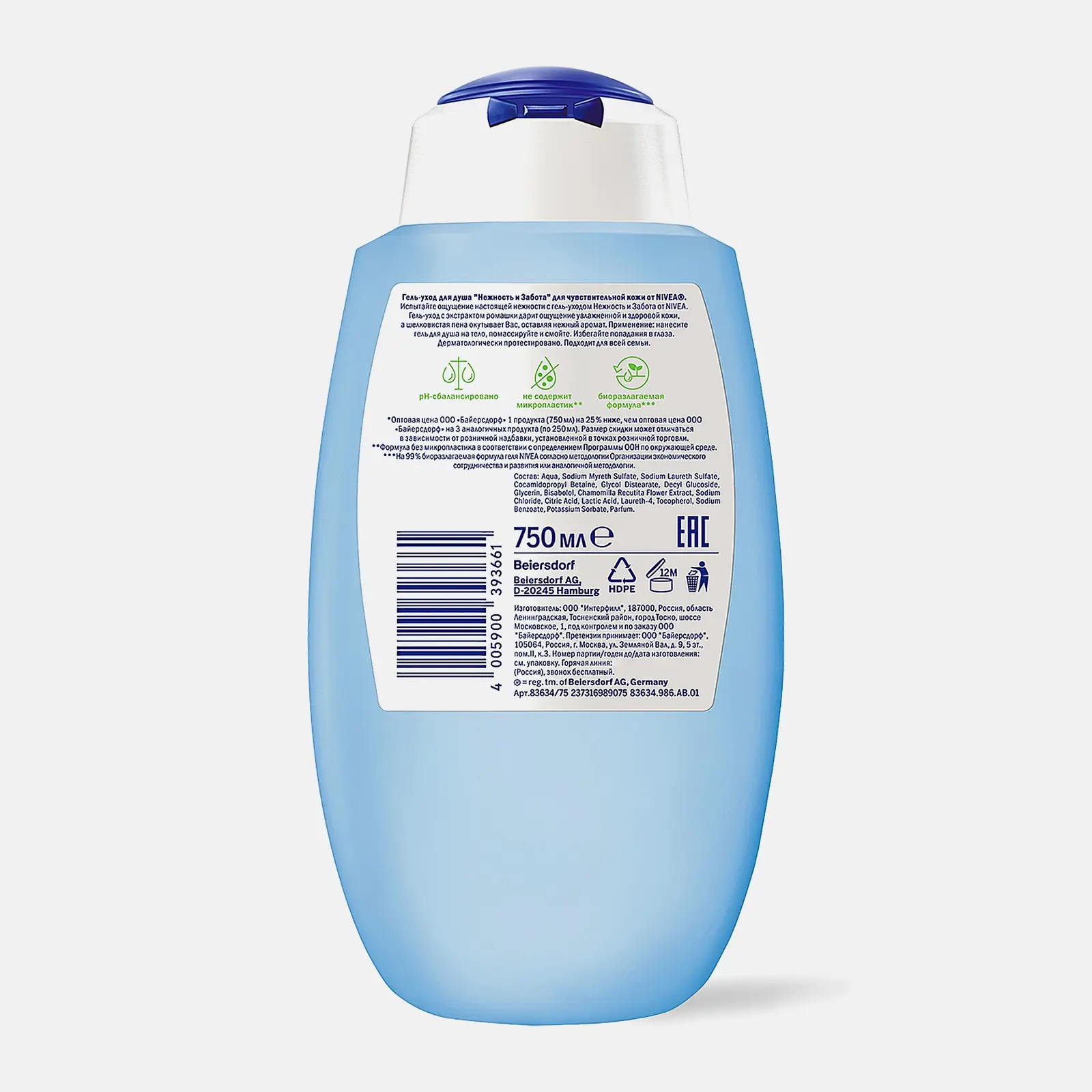 Гель-уход для душа Нежность и забота NIVEA 750мл