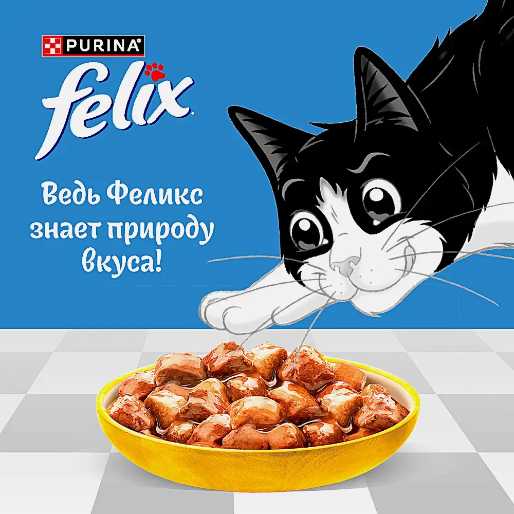 Влажный корм для кошек Природа вкуса с курицей Felix 75г